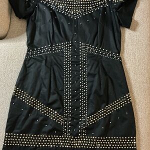 French Connection Black and Silver Studded Mini Dress